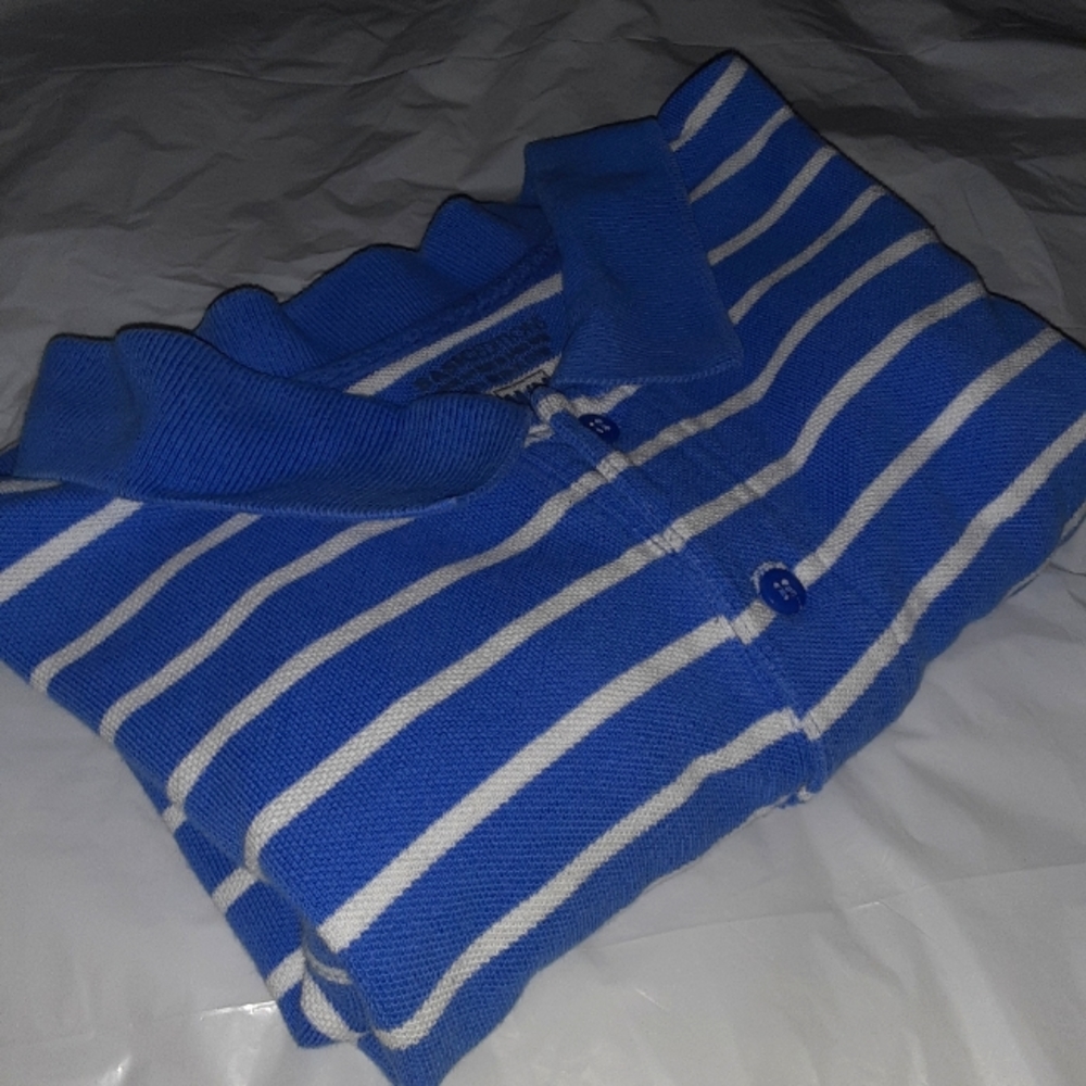 Basic Editions Blue & White Stripped Polo